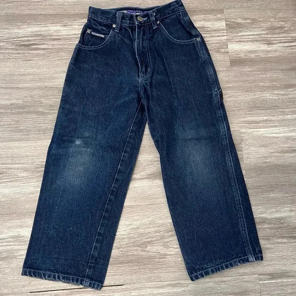 Vtg Y2K Baggy Wide Leg Loose Fit Carpenter Jeans Size Boys 7 Skater Y2K Culture - Picture 1 of 10
